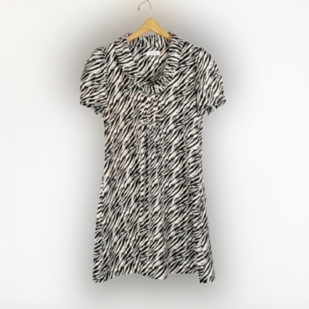 Calvin Klein Zebra Print Cowl Neck Dress 12